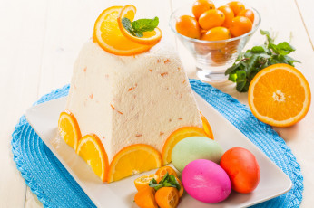 Картинка праздничные пасха яйца апельсин творожный кулич