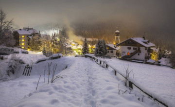 Картинка шпиндлерув-млин +чехия города -+пейзажи зима холод италия вечер снег огни церковь