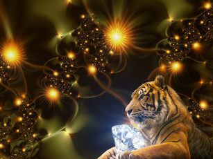 Картинка разное компьютерный дизайн хищник тигр бриллиант