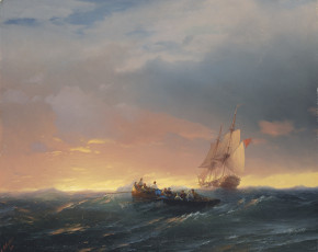 Картинка рисованные иван айвазовский лодка парусник