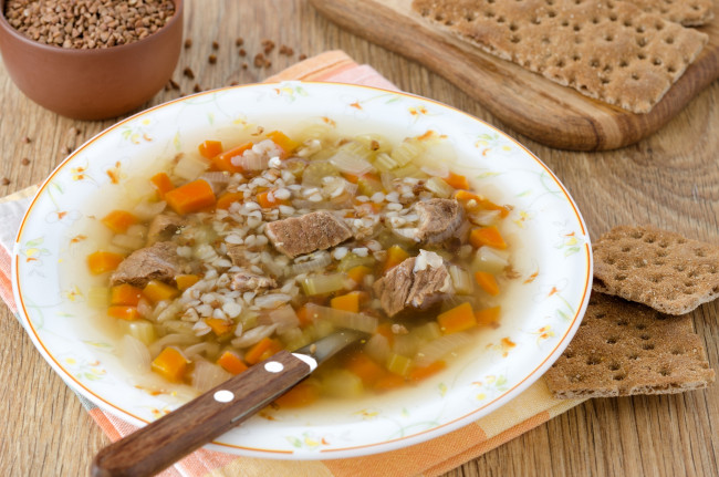 Обои картинки фото еда, первые, блюда, гречневый, суп