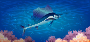 Картинка векторная+графика рыба-меч