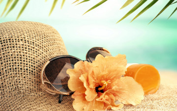 Картинка разное одежда +обувь +текстиль +экипировка summer beach accessories vacation sun glasses лето пляж море отдых