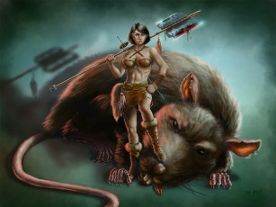 Картинка фэнтези красавицы+и+чудовища оружие воин крыса девушка гигантская