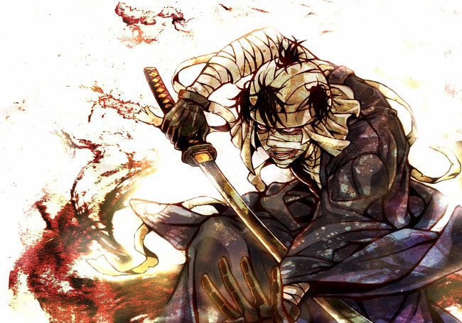 Обои картинки фото аниме, rurouni kenshin, меч, самурай, shishio, makoto