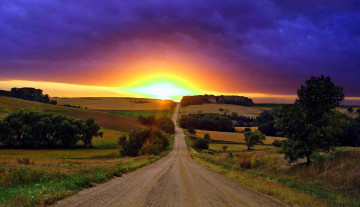 Картинка природа дороги дорога лето закат