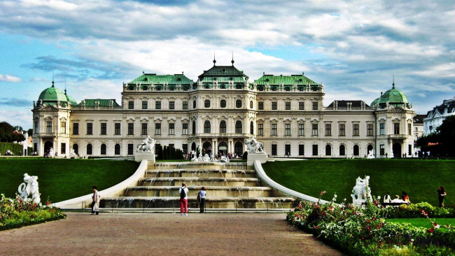 Обои картинки фото города, вена , австрия, фонтан, дворец