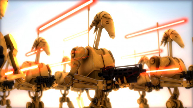 Обои картинки фото кино фильмы, star wars,  episode ii - attack of the clones, роботы, оружие