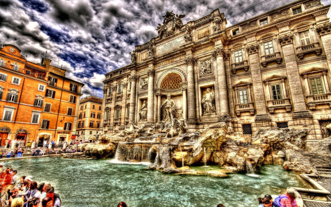 Обои картинки фото la, fontana, di, trevi, города, рим, ватикан, италия