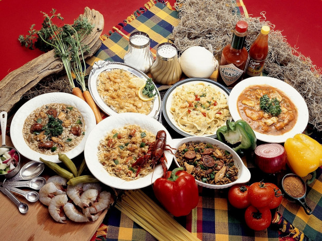 Обои картинки фото креольские, блюда, еда, разное, рис