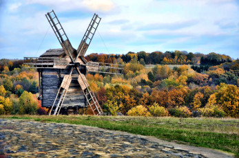 Картинка разное мельницы лопасти осень