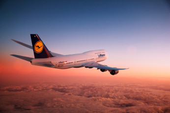 Картинка boeing 747 авиация пассажирские самолёты боинг авиалайнер полет облака