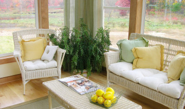 Картинка интерьер веранды +террасы +балконы дизайн стиль лимоны диван стол вилла дом подушки стул