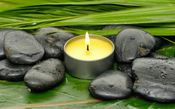 Картинка разное свечи still life spa листья камни спа candles relax wellness