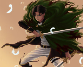 Картинка аниме shingeki+no+kyojin меч капрал леви