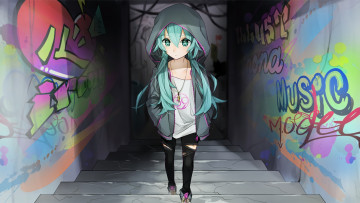Картинка аниме vocaloid граффити девочка