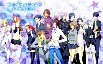 обоя аниме, devil survivor, девушки, парни