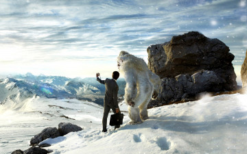 Картинка юмор+и+приколы селфи снежный человек йети бизнесмен портфель горы