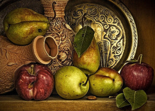 Картинка еда натюрморт груши яблоки