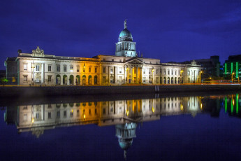 Картинка города дублин+ ирландия огни вечер река мост