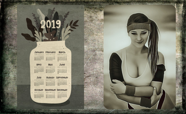 Обои картинки фото календари, компьютерный дизайн, взгляд, улыбка, девушка
