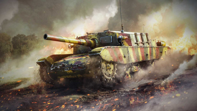 Обои картинки фото видео игры, war thunder, танк, огонь