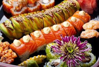 обоя еда, рыба,  морепродукты,  суши,  роллы, овощи, суши