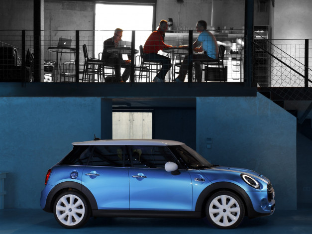 Обои картинки фото автомобили, mini, 5-door, cooper, s, 2014, голубой