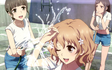 Картинка аниме hana-saku+iroha девушки взгляд фон
