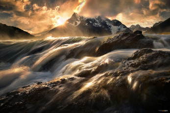 Картинка природа восходы закаты водопад