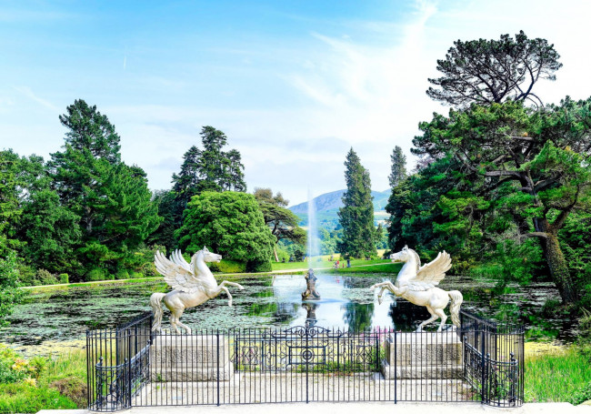 Обои картинки фото природа, парк, фонтан, пруд