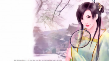 Картинка календари фэнтези 2019 calendar женщина кимоно взгляд девушка азиатка