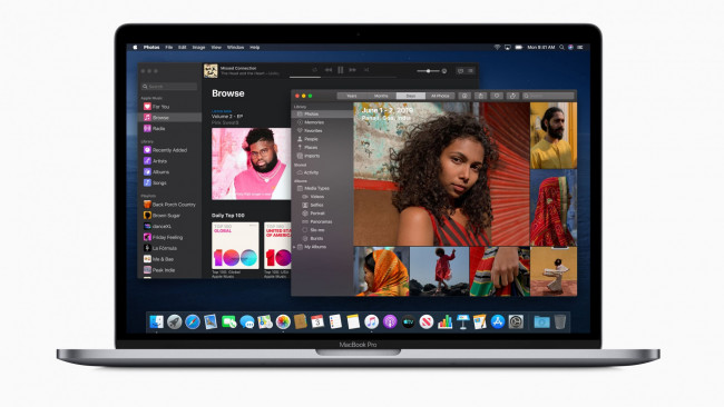 Обои картинки фото macbook pro, компьютеры, мониторы,  ноутбуки, wwdc, 2019, macbook, pro, gui, интерфейс, ноутбук, macos, catalina