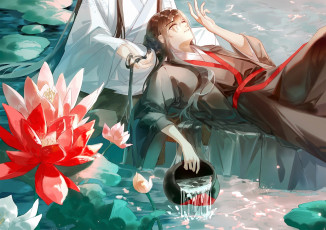 Картинка аниме mo+dao+zu+shi вэй усянь озеро кувшин лотосы лань ванцзы