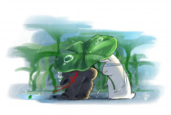Картинка аниме mo+dao+zu+shi кролики лист дождь