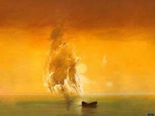 Картинка огненый призрак корабли рисованные