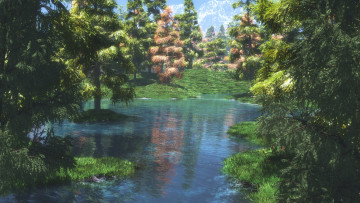 Картинка 3д графика nature landscape природа лев вода