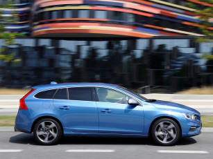 Картинка автомобили volvo v60 d6 plug-in hybrid r-design 2014г синий