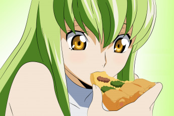 Картинка аниме code+geass девушка пицца код гиасс зелёные волосы