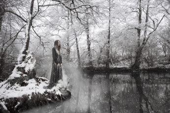 Картинка девушки -unsort+ креатив зима снег река девушка