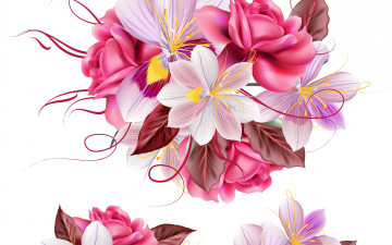 Картинка векторная+графика цветы+ flowers цветы текстура белый фон