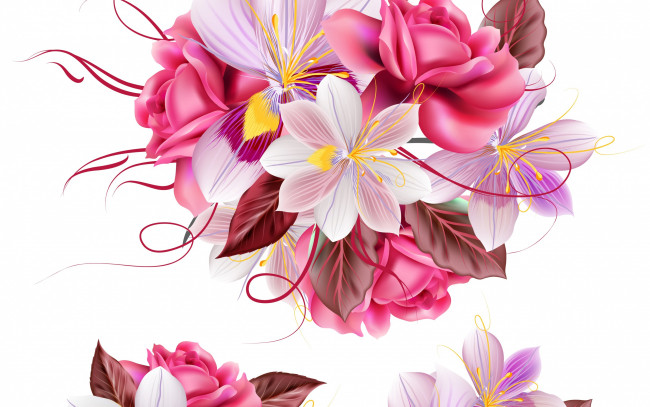 Обои картинки фото векторная графика, цветы , flowers, цветы, текстура, белый, фон