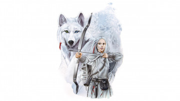 Картинка фэнтези красавицы+и+чудовища девушка фон лук волк