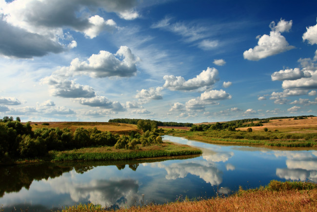 Обои картинки фото природа, реки, озера, облака, пейзаж, река