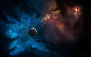 Картинка космос арт луна планета галактика