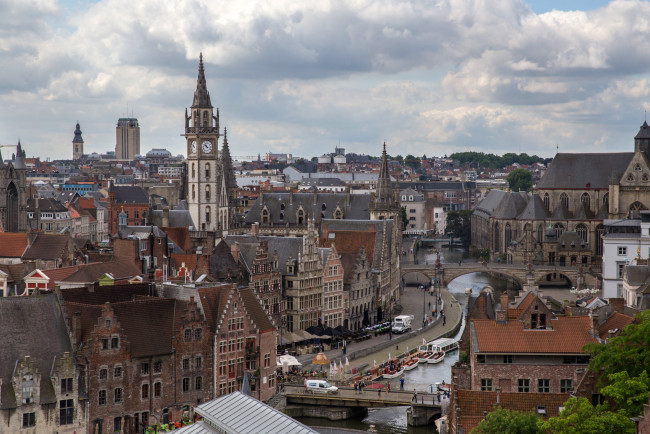 Обои картинки фото города, гент , бельгия, панорама