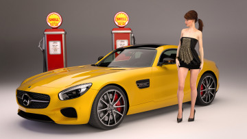 Картинка автомобили 3d+car&girl девушка автомобиль фон взгляд