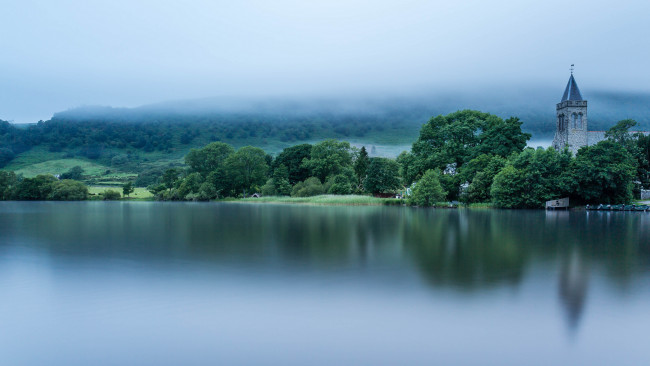 Обои картинки фото природа, реки, озера, loch, lomond, scotland, озеро, лох-ломонд, шотландия, туман