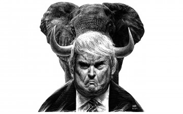 обоя рисованное, - другое, donald, trump, republican, party, elephant, gop