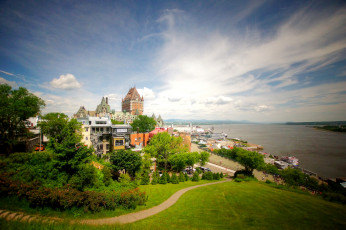 Картинка города -+пейзажи quebec канада дома побережье река пейзаж